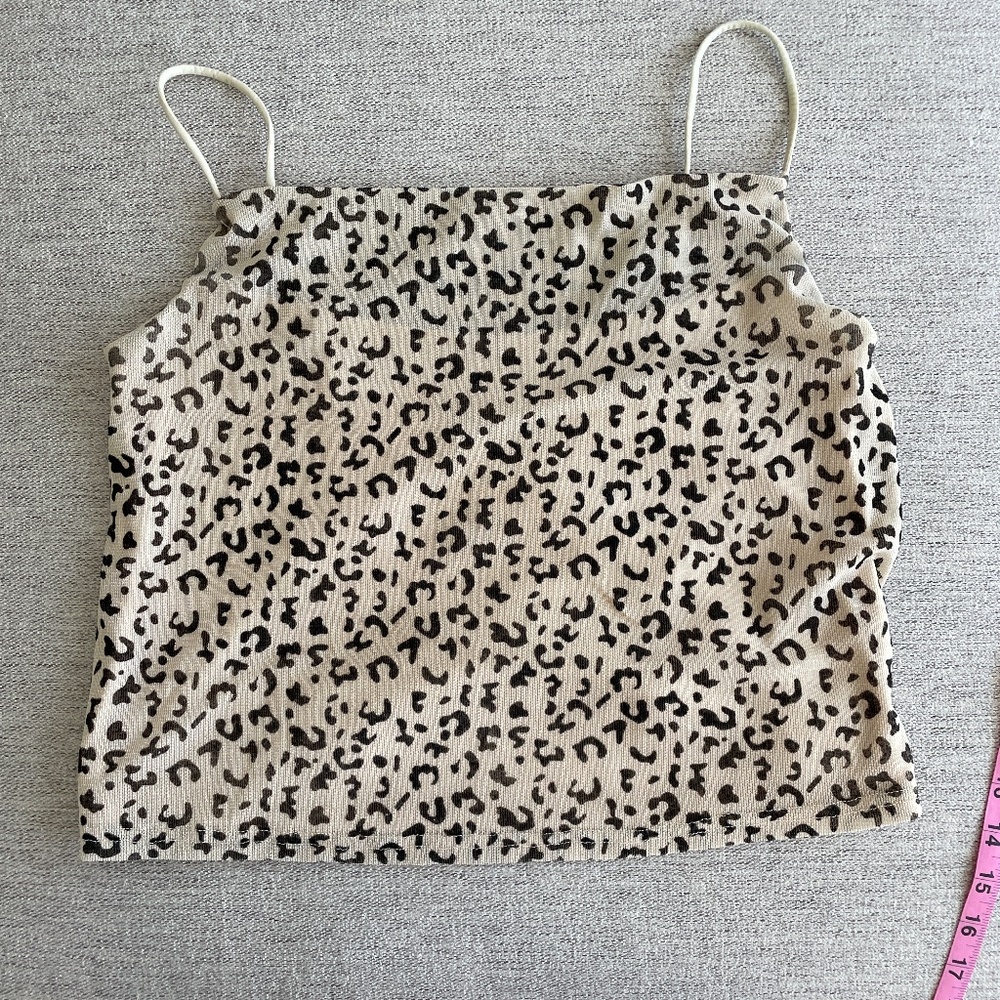 animal print spaghetti strap top miss valley loose fit short length